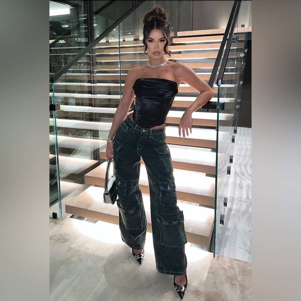 Fashion Nova Lily High Rise Cargo Jeans